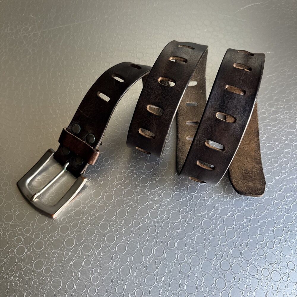 Brave Beltworks Mens Leather Belt Cyber Grunge Streetwear Espresso - Size 36